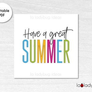 Olá cartão quadrado de verão para biscoitos. Etiqueta Cookie Square para impressão. Cartão digital de biscoitos. Etiqueta de presente de biscoito de verão. Etiquetas para impressão de verão.