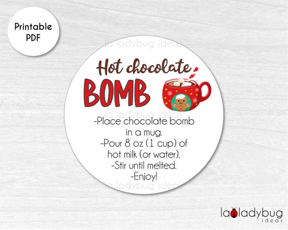 Hot Chocolate Bomb Tag. Hot Cocoa Bomb Instructions Card. - Etsy