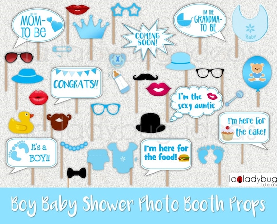Baby Shower Photo Booth Props For Boy Printable Diy Blue Etsy Baby Shower Photo Booth Props For Boy Printable Diy Blue Etsy