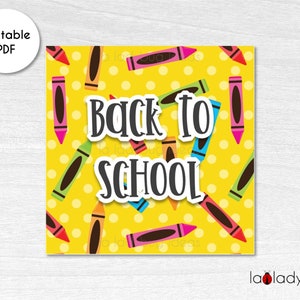 Étiquette imprimable Cookie Square. Retour à la carte carrée de l'école pour les cookies. Carte de friandises à biscuits numérique. Étiquette-cadeau de cookie de bienvenue. Friandises scolaires