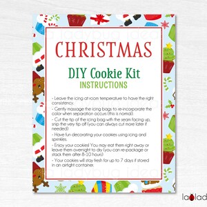 Christmas Cookie kit instructions. Merry Christmas DIY cookie kit Printable card. Merry Christmas Printable Instructions for DIY cookie kit.