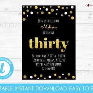 Thirty Birthday Invitation Editable and Printable. 30th Birthday Party ...