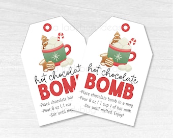 Etiquetas de chocolate caliente navideñas: etiquetas de regalo imprimibles (PDF)