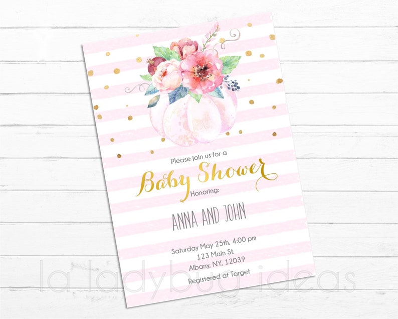 Invitaciones Para Baby Shower Pumpkin Girl Printable Invitation Digital Invitacion Español Spanish Version Available