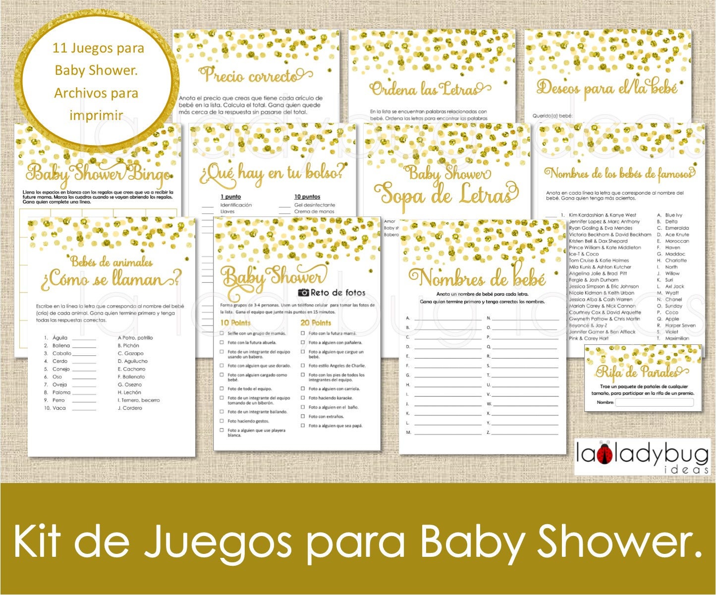 Juegos para baby shower. Archivos PDF/JPEG para imprimir. 11 -  Portugal