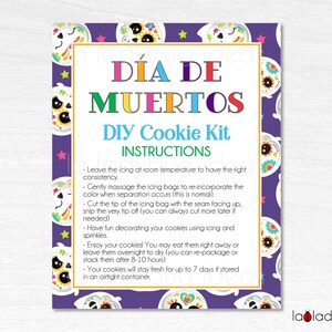 Dia de muertos DIY Cookie Kit Anleitung Druckbare Karte. Day of the dead Cookie Kit zum ausdrucken. Mini Cookie Karte, DIY Cookie Anleitung.