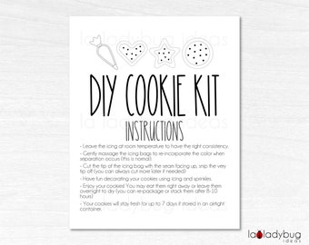 DIY Cookie kit instructions. Minimal style DIY cookie kit Printable card. Minimal Printable card for DIY cookie kit.