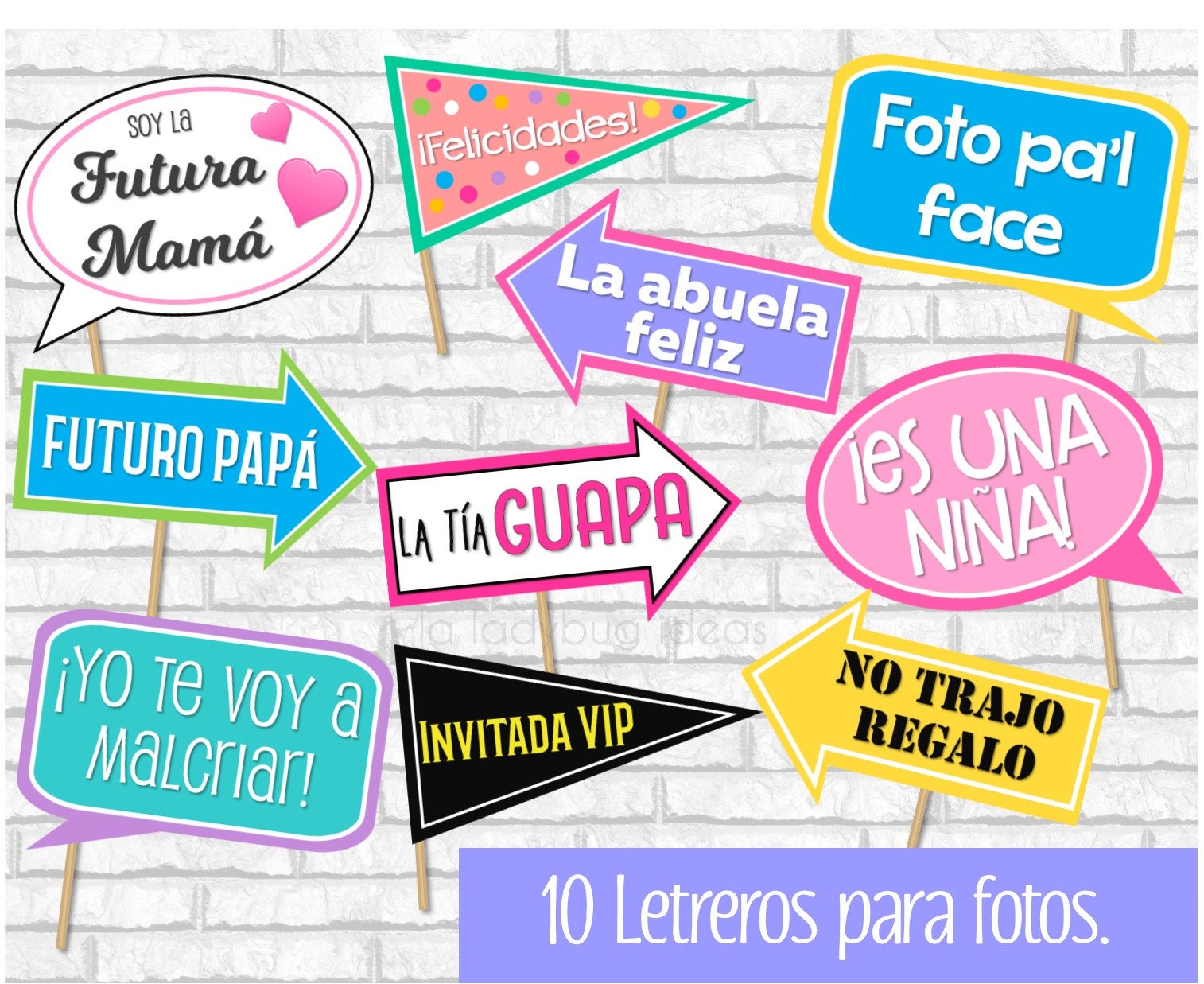 Letreros Para Fotos Baby Shower Niña Girl Spanish 50