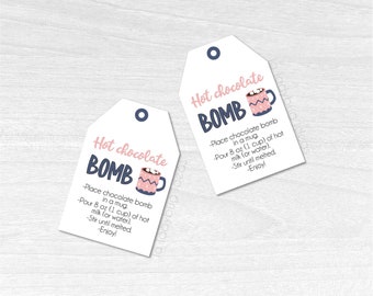 Hot Cocoa Bomb Gift Tags with Instructions (Printable PDF)