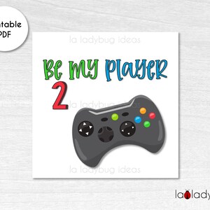 Afdrukbare Cookie Square-tag. Valentijnsdag vierkante kaart voor koekjes. Digitale koekjestraktatiekaart. Wees mijn speler 2 tags voor cookies.