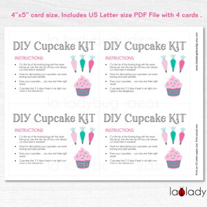DIY Cupcake Kit Printable Card Pink and Turquoise. Cupcake Kit ...