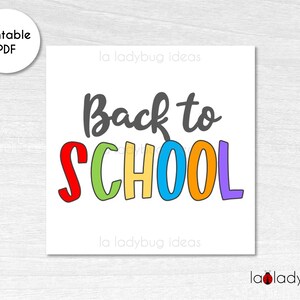 Afdrukbare Cookie Square-tag. Terug naar school vierkante kaart voor koekjes. Digitale koekjestraktatiekaart. Welkom terug cookie-cadeaulabel. Schooltraktaties
