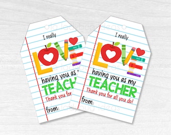 Teacher Appreciation Gift Tags, Printable PDF