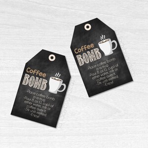 Coffee bomb Tags. Coffee bomb instructions card. Printable PDF. Instant Download. Coffee bomb gift tags with instructions.