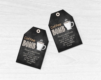Coffee Bomb Gift Tags, Instructions Card (Printable PDF)