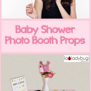 Baby shower photo booth props Pink for Girl, Printable. DIY baby shower selfie station. Instant download. PDF Digital file. High resolution. image 3