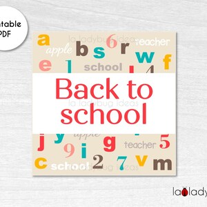 Afdrukbare Cookie Square-tag. Terug naar school vierkante kaart voor koekjes. Digitale koekjestraktatiekaart. Welkom terug cookie-cadeaulabel. Schooltraktaties