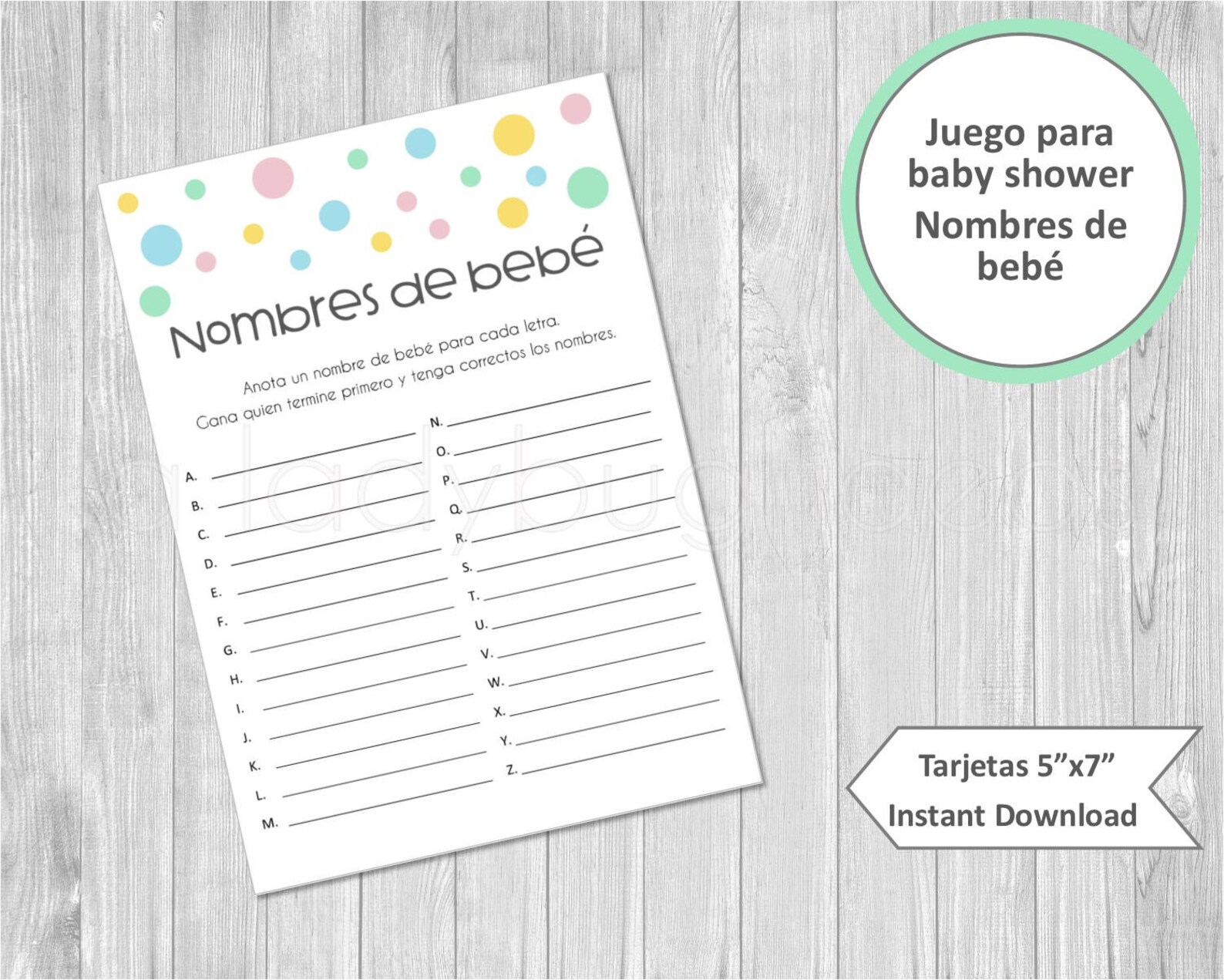 Carrera De Nombres. Juegos Para Baby Shower Para Imprimir. Etsy