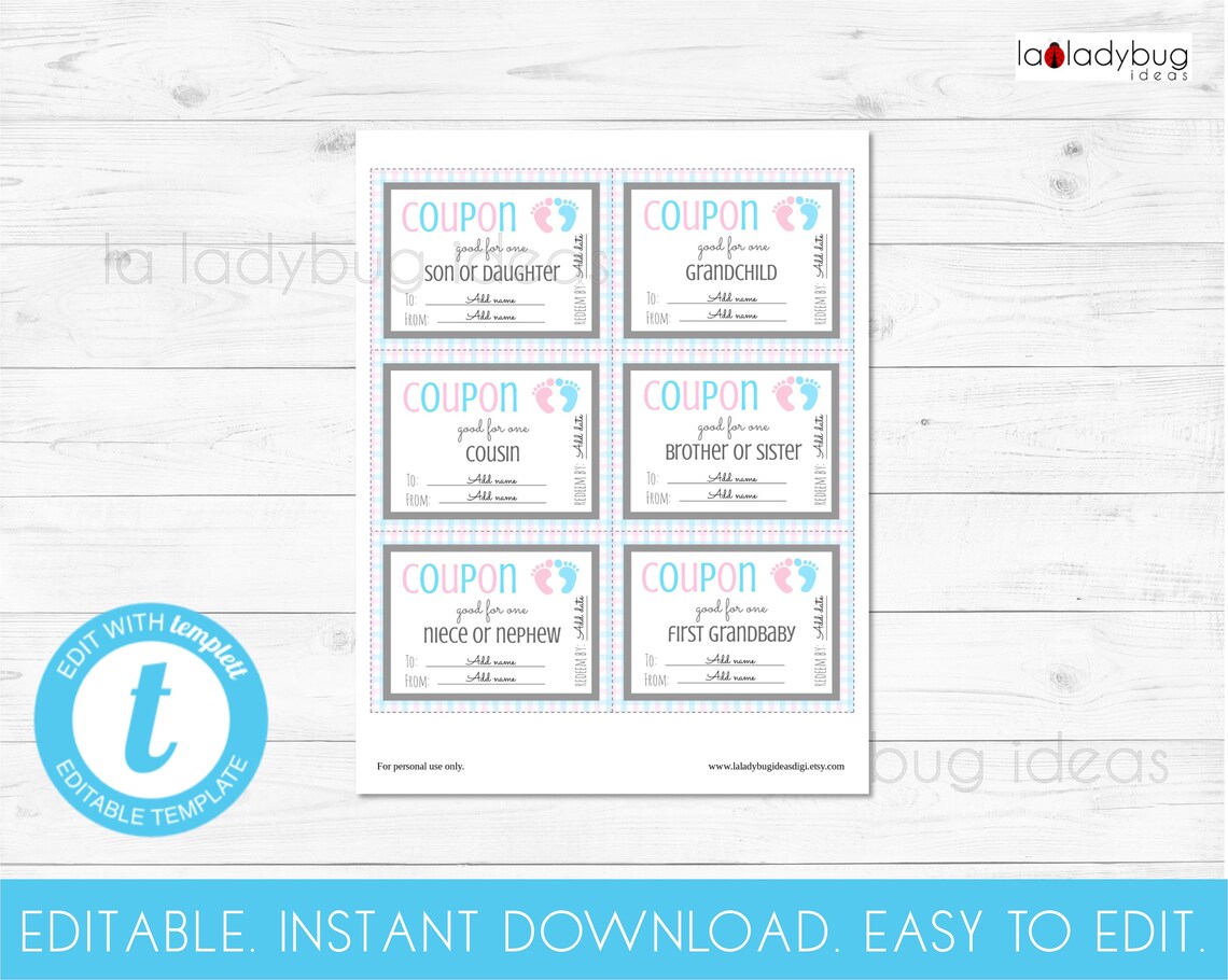 Editable Baby Coupon Book. Printable Coupon Book for Baby Etsy