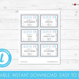 Editable Baby Coupon Book. Printable Coupon Book for Baby Announcement ...