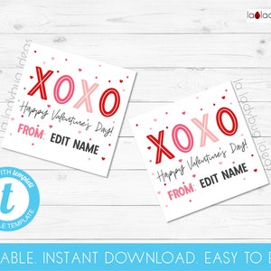 Printable Valentines Tags. Printable Valentines Day Gift Tags. Editable ...