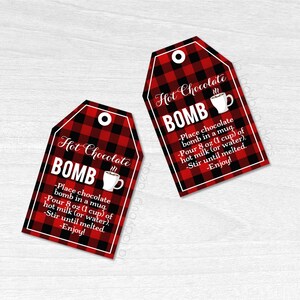 Hot cocoa bomb Tags. Hot chocolate bomb instructions card. Printable PDF. Instant Download. Hot cocoa bomb gift tags with instructions.
