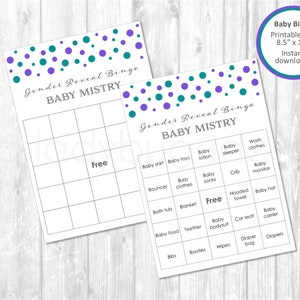 Gender Reveal Bingo Cards. Printable. Custom Colors. Baby Bingo. Golden ...