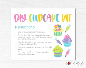 DIY Cupcake Kit Printable Card Pink and Turquoise. Cupcake Kit ...