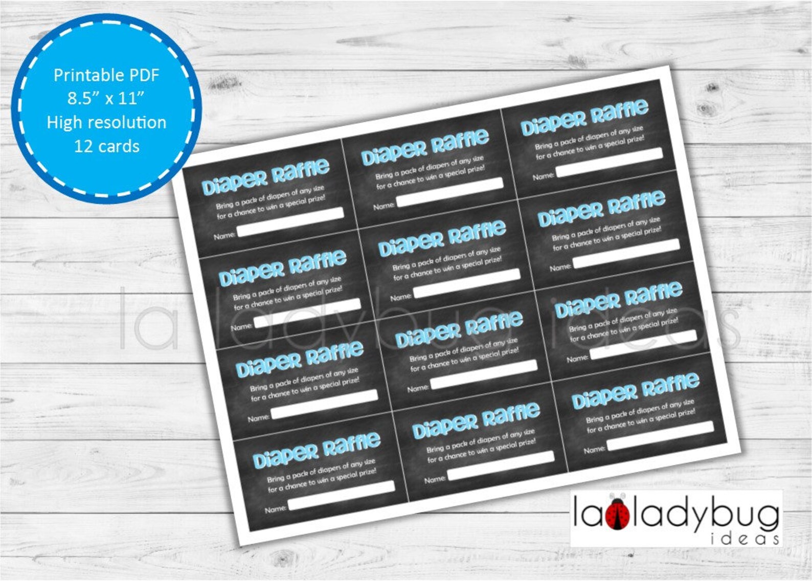 Diaper Raffle Cards. Blue Printable Diaper Raffle Cards - Etsy