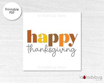 Happy Thanksgiving tags. Fall cookie card tags. Printable Cookie Square tag. Thanksgiving gift tag. Happy Thanksgiving printable tag.