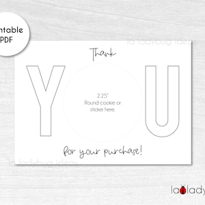 Printable Thank you Cookie card. Mini card for cookies. Digital mini cookie card. Instant download. Thank you cookie card. Cookie gift tag