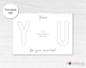 Printable Thank You Cookie Card, Mini Cookie Gift Tag (Digital Download)