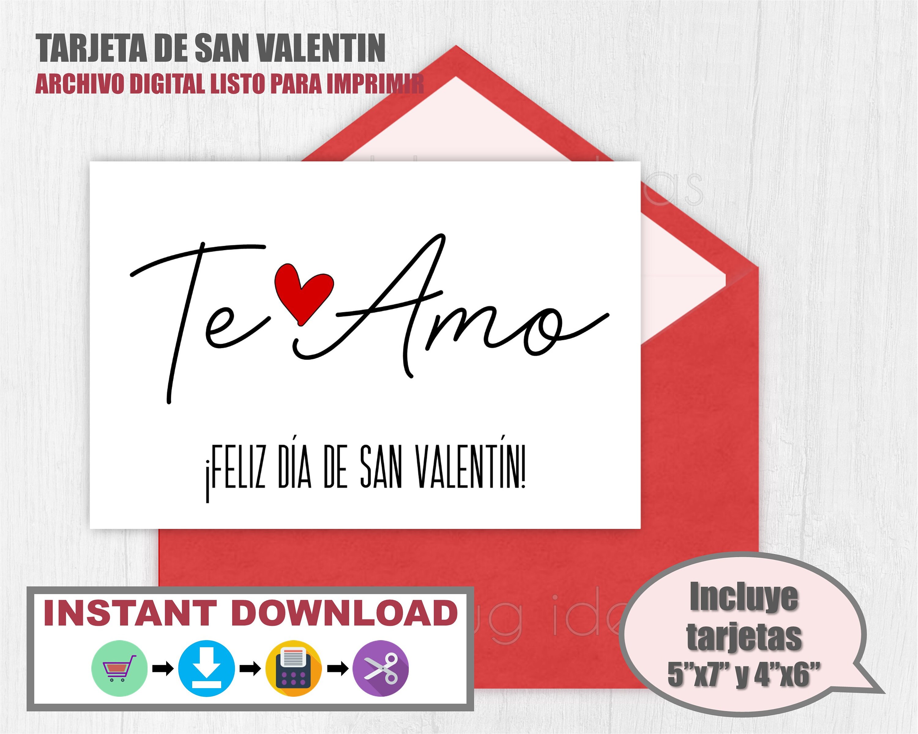 Tarjeta De San Valentin Para Imprimir. Feliz Dia De San Valentin. Archivo  Digital Para Imprimir. Printable Valentines Day Card in Spanish. - Etsy