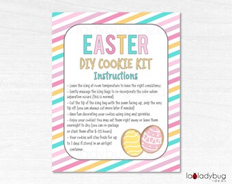 Easter Cookie Kit Instructions Card Printable, DIY Cookie Decorating ...
