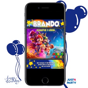 DIGITAL invitation with super mario bros theme
