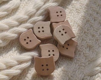 Multiple Handmade wooden buttons cat shaped