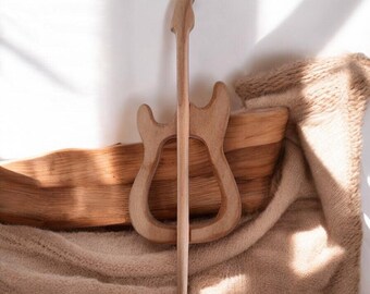 elettric guitar, music accessories, Wooden Shawl Pin, Wood Brooch, knitted Scarf Pin, Women Gift