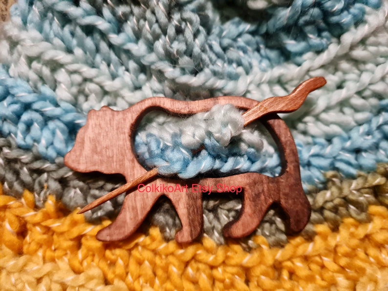 Bear Wooden Shawl Pin, Wood Brooch, Wood Scarf Pin, Women Gift, Baby girl gift,Eco friendly Accessory, Jewlery, animal, bear pin, brooch image 5