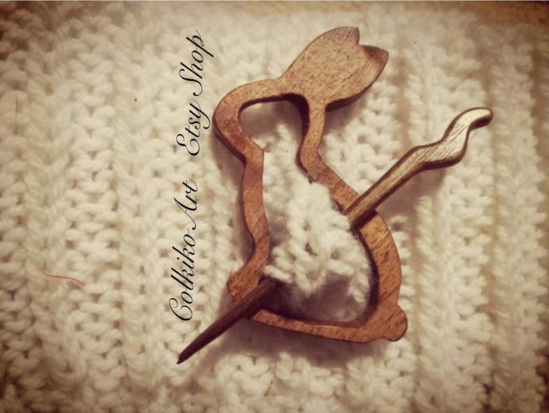 Wooden Shawl Pin, Wood brooch,Wood scarf pin, Women gift, baby girl gift, eco friendly accessory, jewlery, animal, rabbit, rabbit pin,brooch image 2