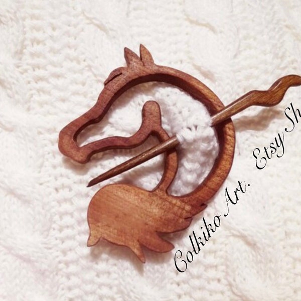 140 Wooden Shawl Pin, Wood Brooch, Wood Scarf Pin, Women Gift, Baby girl gift,Eco friendly Accessory, Jewlery, animal, horse pin, brooch