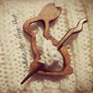 Wooden Shawl Pin, Wood brooch,Wood scarf pin, Women gift, baby girl gift, eco friendly accessory, jewlery, animal, rabbit, rabbit pin,brooch