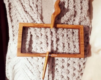 Wooden Shawl Pin, Wood Brooch, Wood Scarf Pin, Women Gift, Baby girl gift,Eco friendly Accessory, Jewlery small rectangular pin, brooch