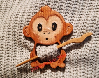 Wooden Shawl Pin, Wood Brooch, Wood Scarf Pin, Women Gift, Baby girl gift,Eco friendly Accessory, Jewlery, animal, bear pin, brooch