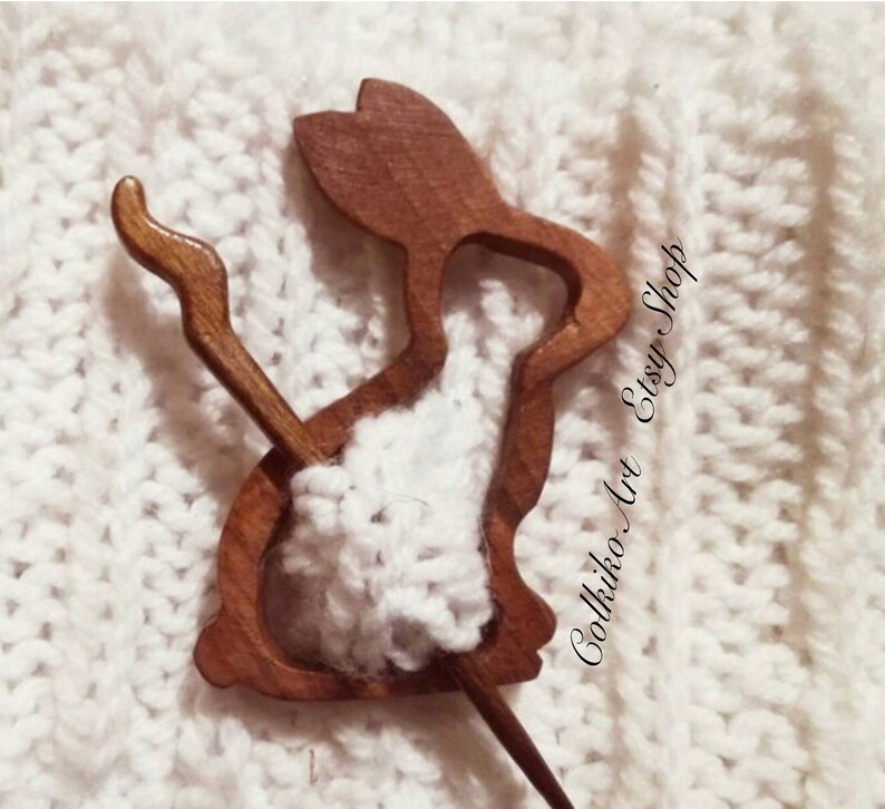 Wooden Shawl Pin, Wood brooch,Wood scarf pin, Women gift, baby girl gift, eco friendly accessory, jewlery, animal, rabbit, rabbit pin,brooch image 4