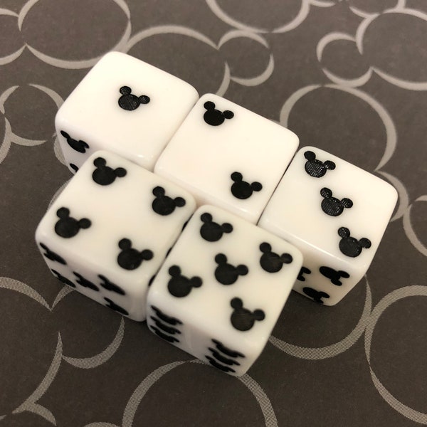 DICE! Mickey Mouse Ears - Set of 5 or 6 Dice | Perfect for Card Games and Fish Extender Gifts!