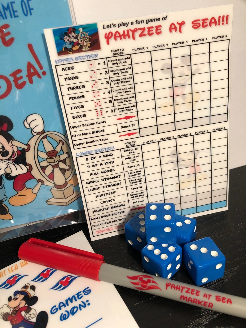 Disney Inspired Yahtzee Game Perfect for cruises and anytime after...great Fish Extender gifts!!