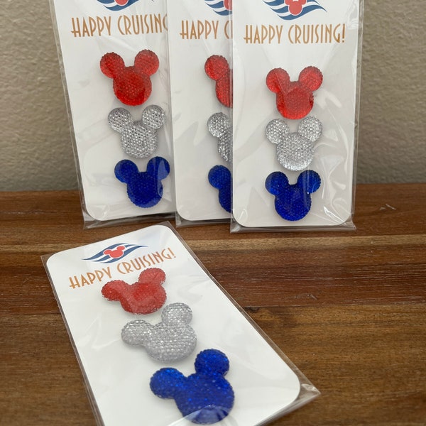Trio of Sparkling Mickey Magnets - Perfect for DCL Fish Extender Cruise Gifts!