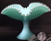 Fenton Footed Compote Turquoise Silvercrest