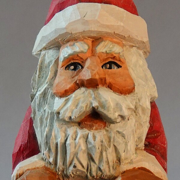Hand Carved, Carved Santa Claus, Santa Claus Figurines, Vintage Style Wood Carving, Santa Claus, Santa on Scooter SA109 5.5” X 2.5” X 3”
