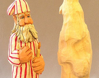 Tallar en blanco, boceto, boceto de Papá Noel dormilón: con imágenes a color que lo ayudarán a terminar este tallado _ScottCarvings - 8″ X 2″ X 2″